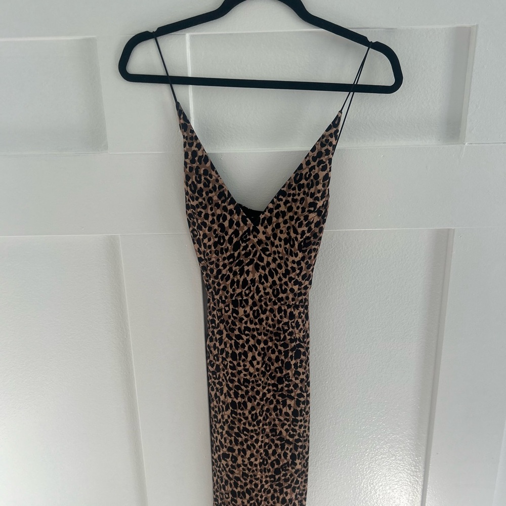 Topshop Brown and Black Spaghetti Strap Midi Dress